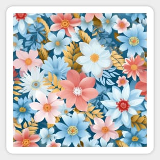 Floral Symphony: Graceful Blossoms in Dynamic Hues Sticker